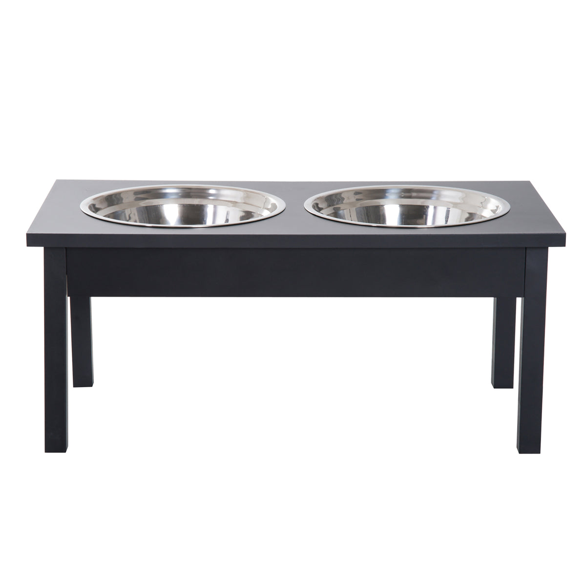 23 in Wooden Elevated Dog Feeding Station with 2 Stainless Steel Bowls, 2 L Each, Black โ view 8