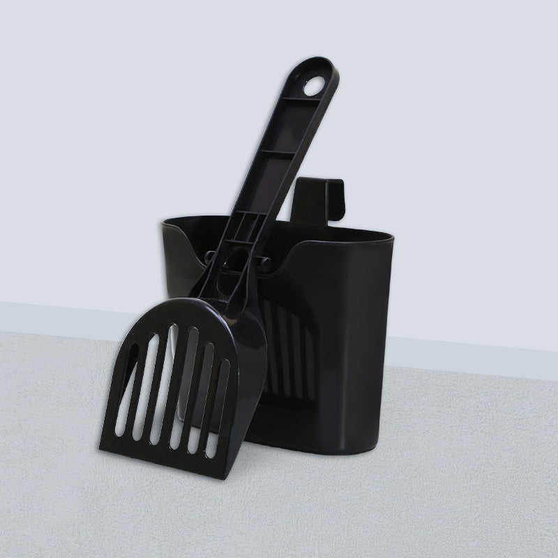 Mesh Cat Litter Scoop with Long Handle and Storage Box, Black Plastic โ view 6