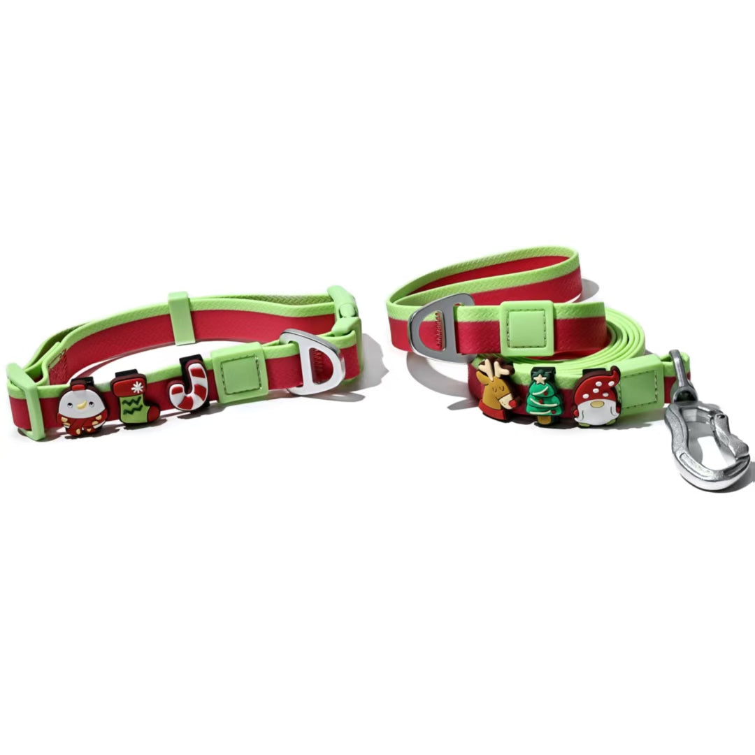 Two-Tone Embossed Dog Leash Set with 3 DIY Charms – Waterproof PVC, 15, 20 & 25 mm, Red, Green or Pink – view 11