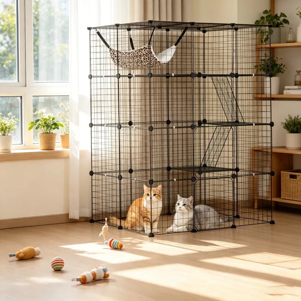 4-Tier Large Cat Cage โ 41 x 28 x 55 in, Indoor/Outdoor Cat Enclosure โ view 7