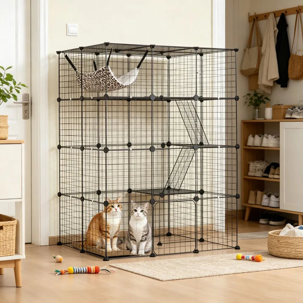 4-Tier Large Cat Cage โ 41 x 28 x 55 in, Indoor/Outdoor Cat Enclosure โ view 4