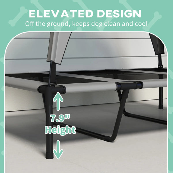 Elevated Cooling Dog Cot with Canopy โ Breathable Mesh Bed for Large Dogs up to 66 lbs, Light Gray โ view 5