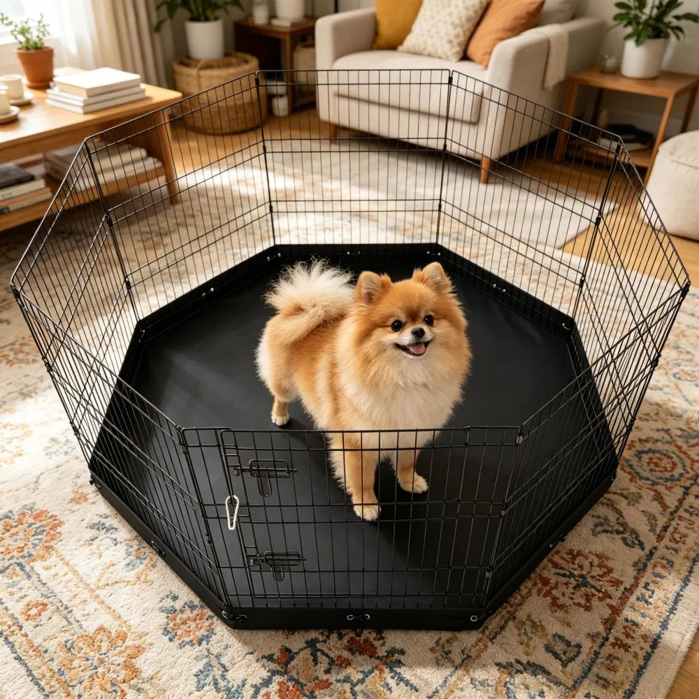 8-Panel Octagon Dog Playpen with Floor Mat โ 30 in High, Chew-Resistant โ view 4