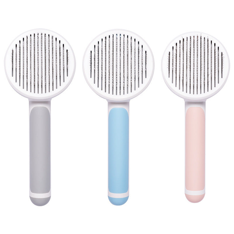 Round Handle Self-Cleaning Pet Needle Comb – 135° Stainless Steel Pins for Knots and Loose Hair – view 14