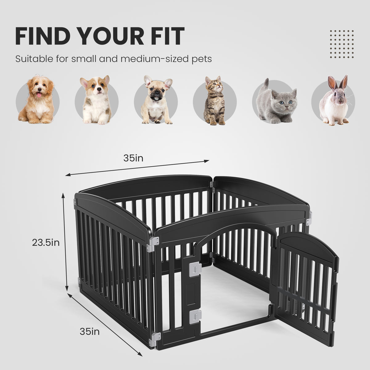 Plastic Dog Playpen – Foldable Indoor/Outdoor Pet Fence, 4 or 6 Panels, White or Black – view 6