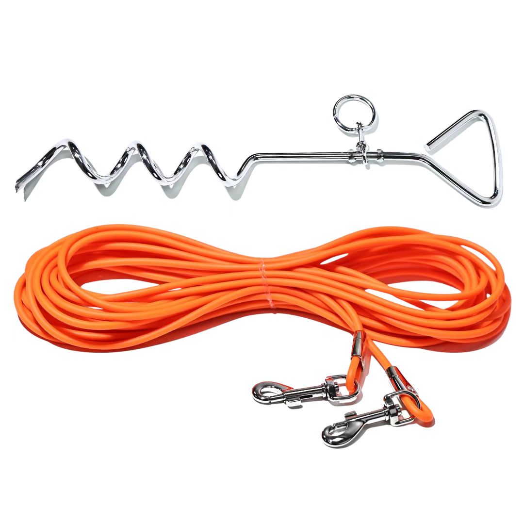 30 ft Dog Tie-Out Leash with Ground Stake – Waterproof PVC Lead for Yard, Camping & Park, 5 Colors – view 12