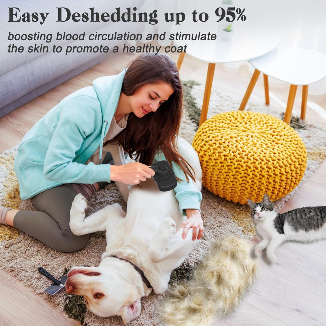 Self-Cleaning Deshedding Brush for Dogs and Cats โ Skin-Friendly Shedding Tool, Black โ view 6