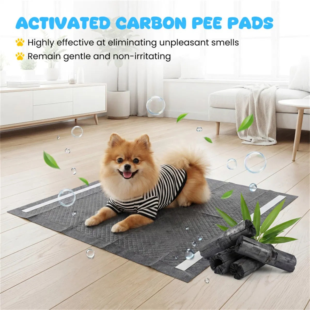 Charcoal Dog Pee Pads 24 x 24 in, 150 Count โ 6-Layer Puppy Potty Training Pads โ view 4