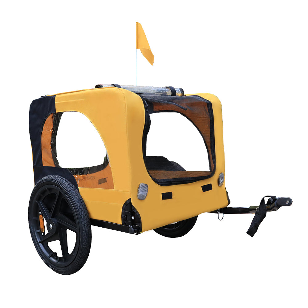 2-in-1 Dog Bike Trailer & Stroller โ Heavy-Duty Foldable Pet Carrier with 16" Wheels, Yellow โ view 2