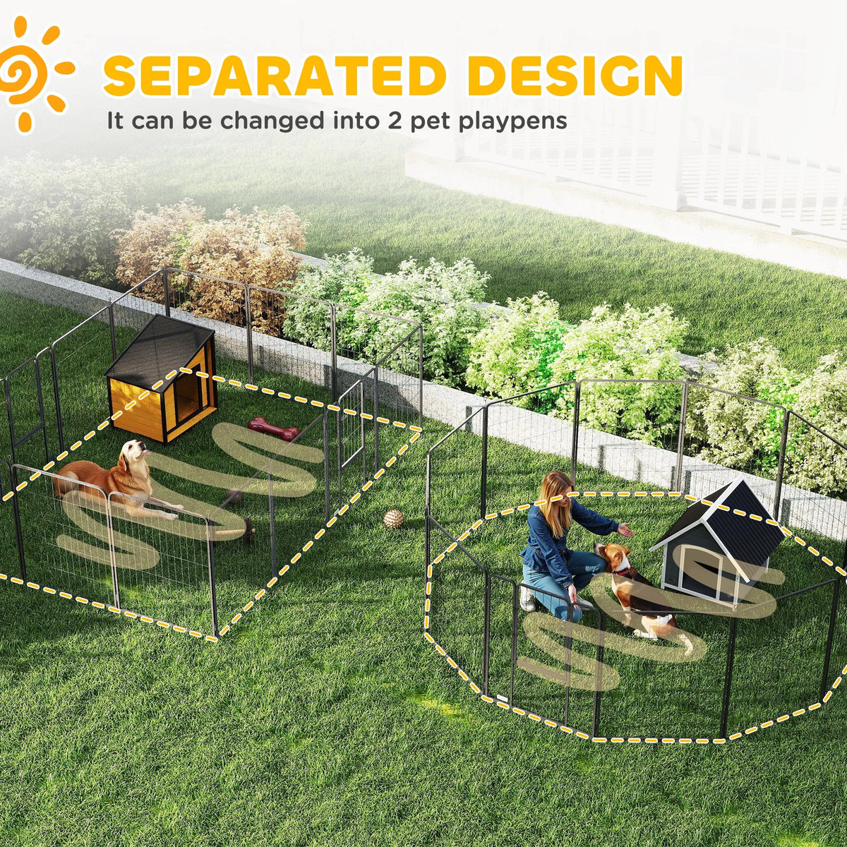 24-Panel Heavy-Duty Metal Dog Playpen โ 39.4 in High, 3 Doors, Black โ view 5