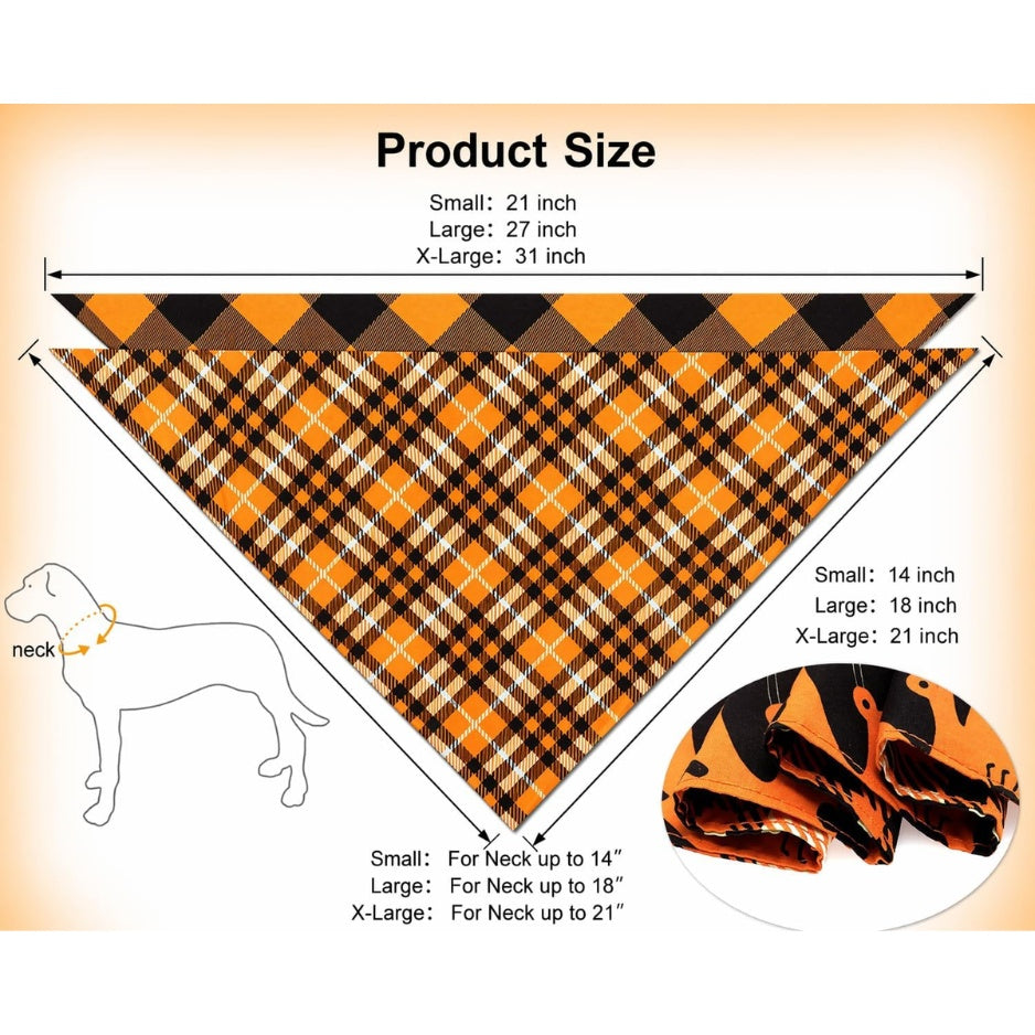 Halloween Dog Bandanas 2-Pack – Reversible Pumpkin &amp; Spider Web Scarves for Medium &amp; Large Dogs, Orange – view 4