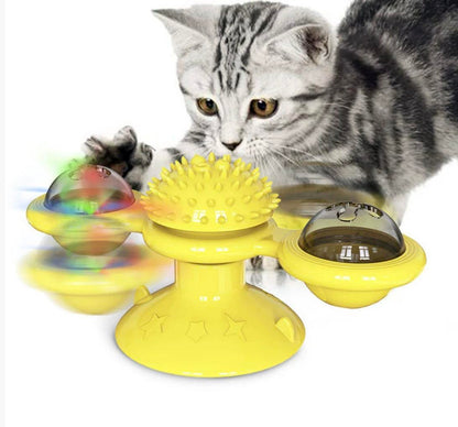 Windmill Cat Toy Set with Rotating Disk, Feather Teasers and Tumbler for Indoor Cats – view 9