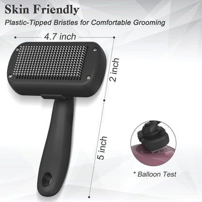 Self-Cleaning Shedding Brush for Dogs, Cats &amp; Puppies – Skin-Friendly Deshedding Grooming Tool, Black – view 4