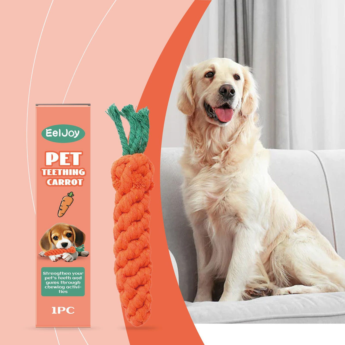Carrot-Shaped Pet Chew Toy for Supervised Chewing and Interactive Play, 1 Piece – view 6