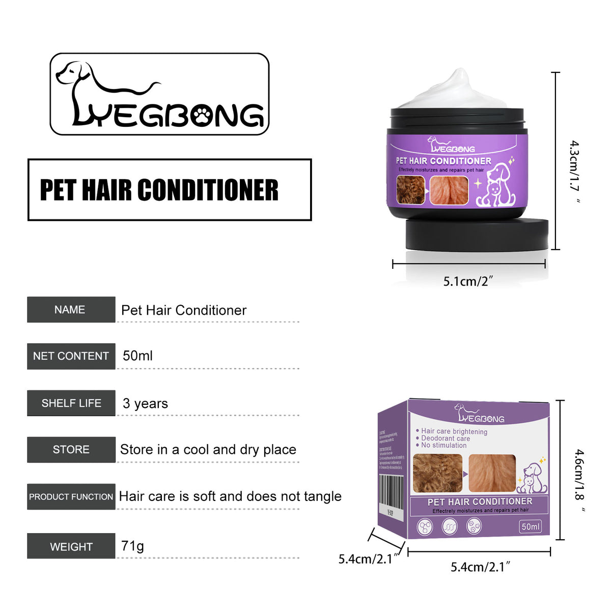 Pet Coat Conditioner for Dogs &amp; Cats – 50 ml Detangling Rinse-Out Conditioner, Scented – view 6