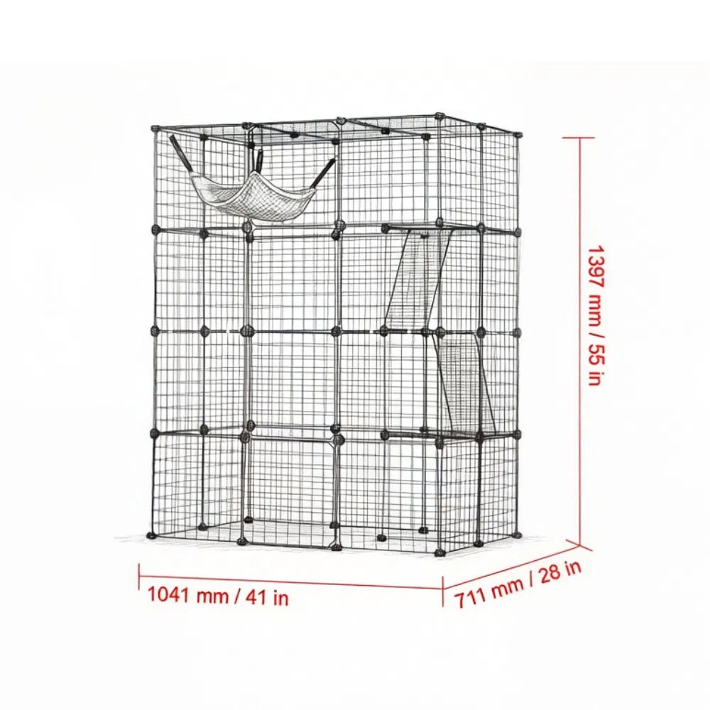 4-Tier Large Cat Cage – 41 x 28 x 55 in, Indoor/Outdoor Cat Enclosure – view 2