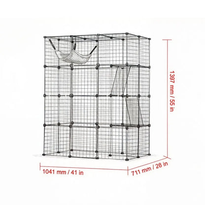 4-Tier Large Cat Cage – 41 x 28 x 55 in, Indoor/Outdoor Cat Enclosure – view 2