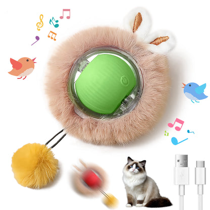 Motion-Activated Moving Cat Ball with Lights, Fluffy Tail and Bunny Ears, 3 Speed Modes – view 2