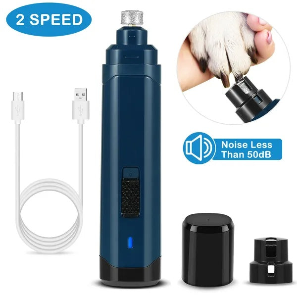 2-Speed Rechargeable Pet Nail Grinder, 7000/8000 RPM, Lightweight ABS Body, Dark Blue
