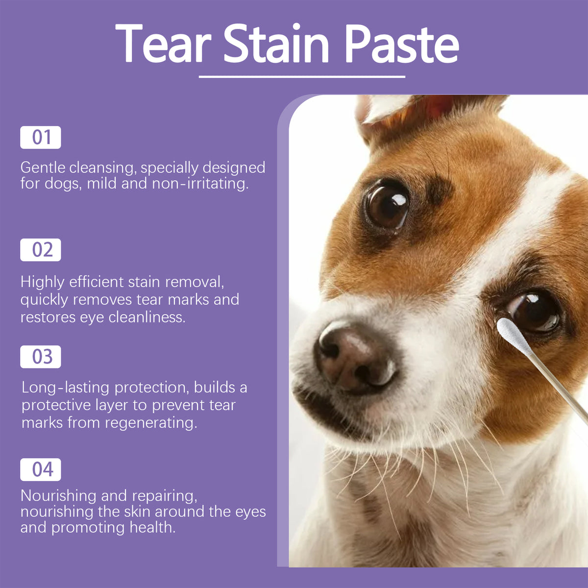 Dog Tear Stain Paste with Honeysuckle &amp; Coconut Oil, 20 g with Cotton Swabs – view 6