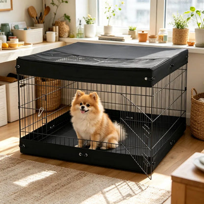 4-Panel Square Dog Playpen with Top Cover &amp; Mat – 36 x 36 x 24 in – view 4