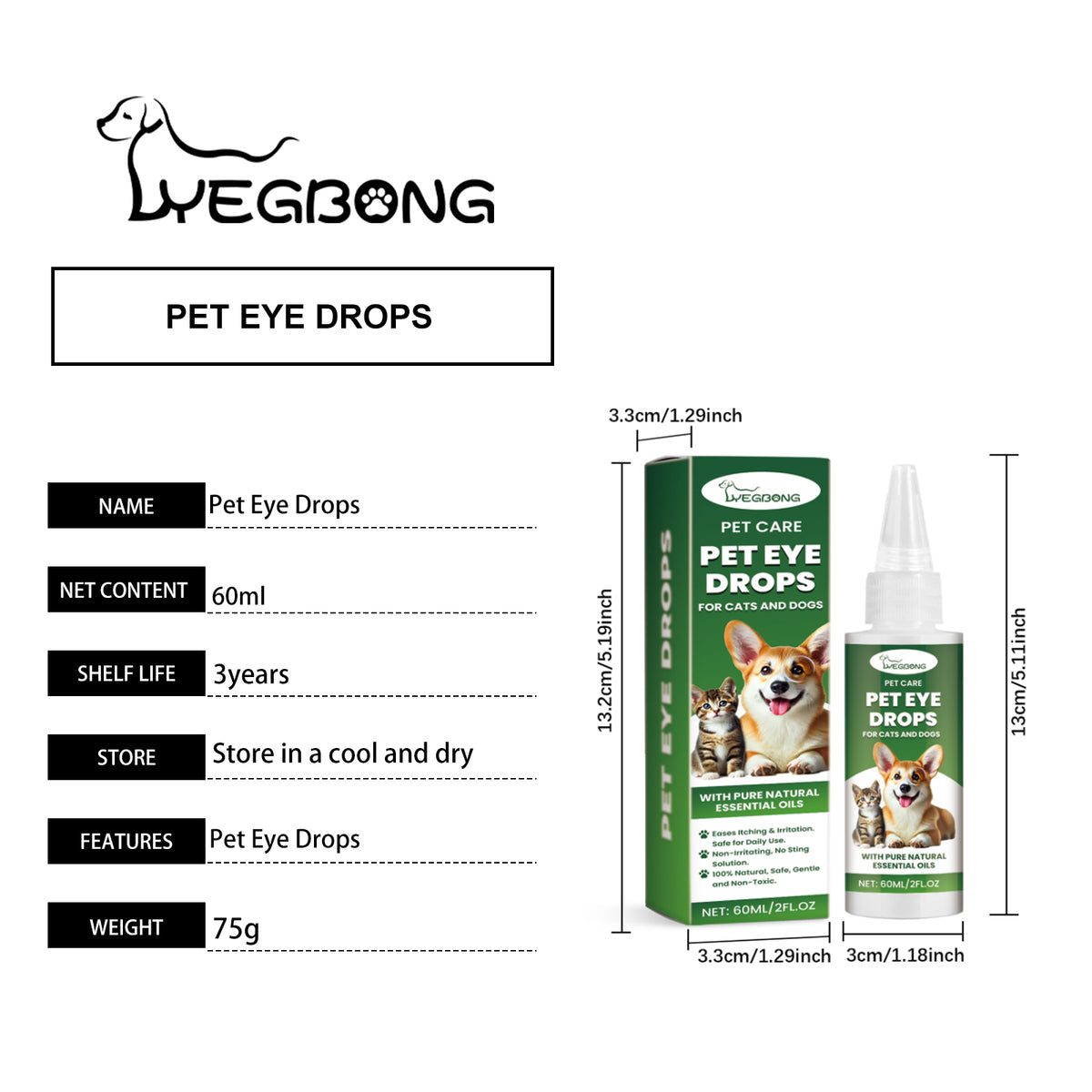Pet Eye Cleaning Drops for Dogs and Cats – 2 fl oz (60 ml) Dropper Bottle – view 7