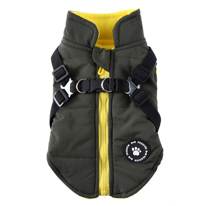 Padded Dog Jacket with Chest Strap – Polyester Winter Coat in Blue, Green or Red – view 5