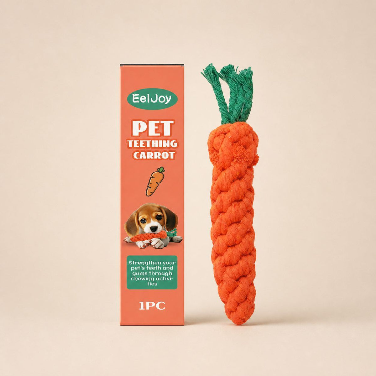 Carrot-Shaped Pet Chew Toy for Supervised Chewing and Interactive Play, 1 Piece