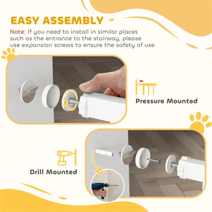 Pressure-Mounted Pet Gate with Cat Door – Adjustable 29.9"–40.9" Wide, 30.3" Tall, White Steel – view 3