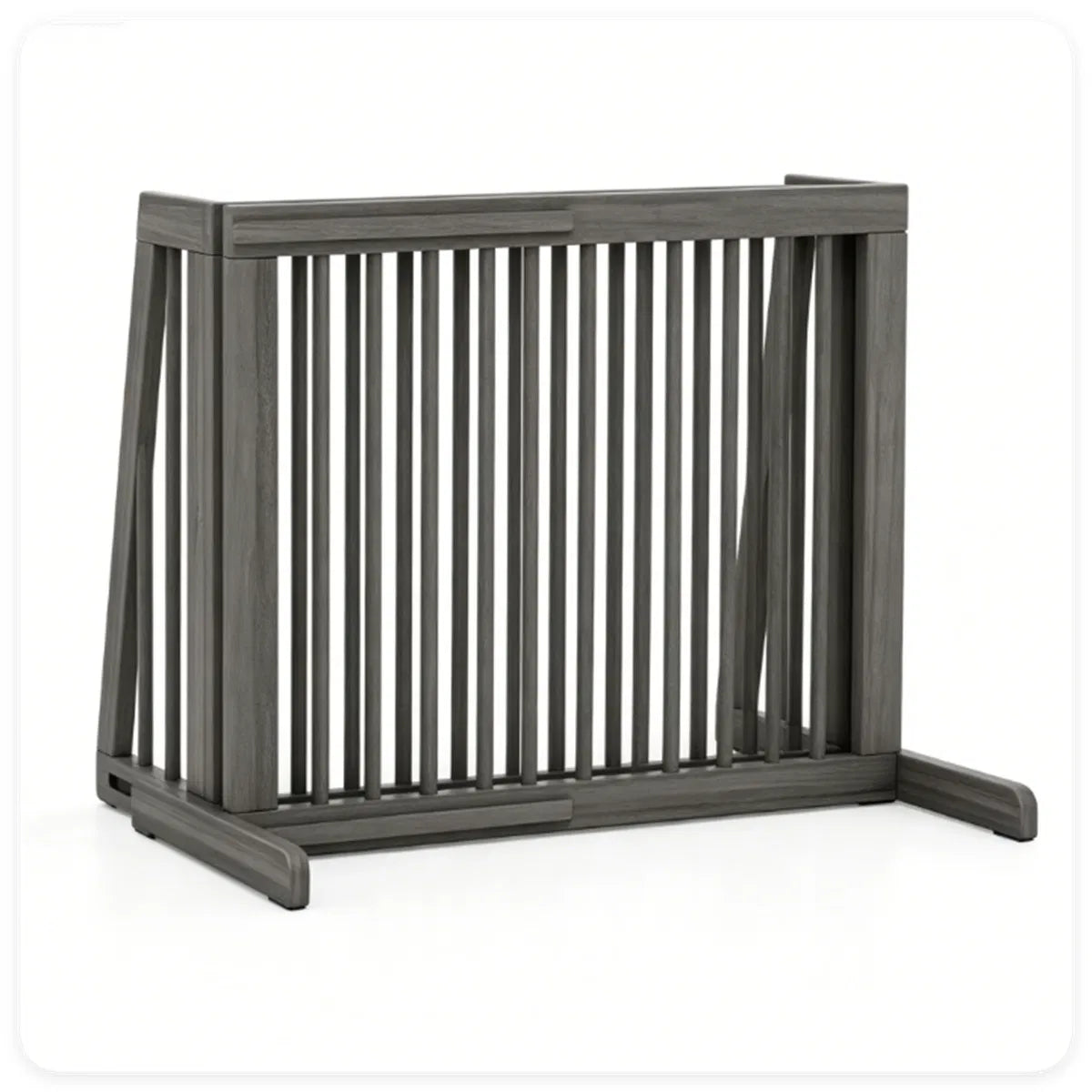 Expandable Wooden Pet Gate – 22 in Tall, Freestanding, 28–80 in Wide, Gray – view 6