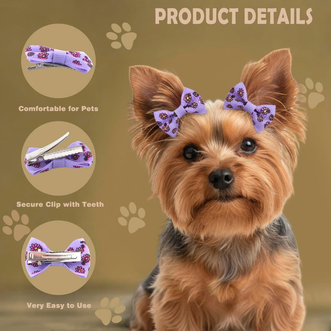 Dog Hair Bow Clips 60-Pack – 1.5 in Alligator Clip Bows for Puppies &amp; Small Dogs, 30 Styles – view 3