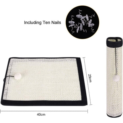 Natural Sisal Cat Scratch Pad – Furniture &amp; Couch Protector Scratching Mat, White – view 6