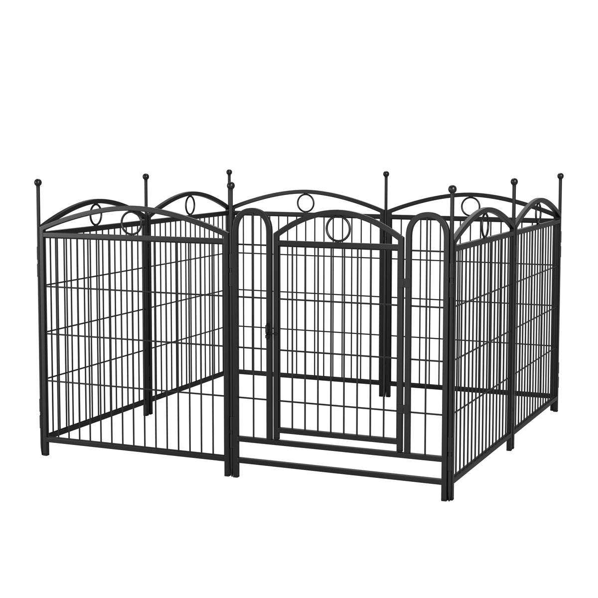 8-Panel Metal Dog Playpen – Foldable Exercise Pen with Door, Rust-Resistant, 32 in High, Black – view 3