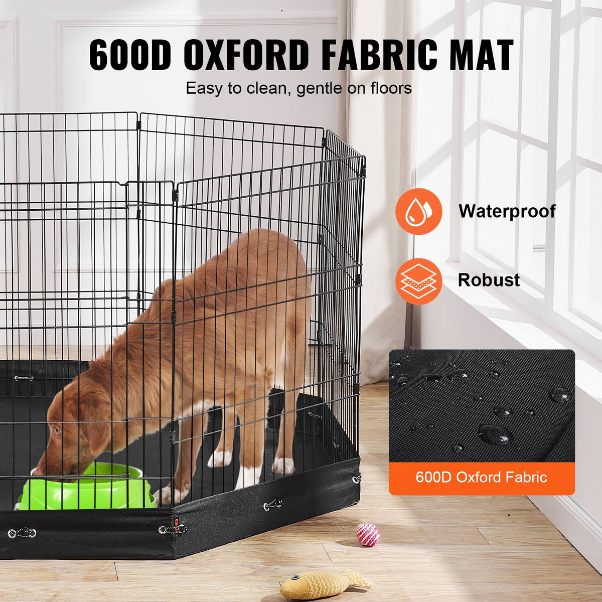 8-Panel Foldable Metal Dog Playpen with Bottom Mat – Full-Height Door, 30-Inch, Black – view 4