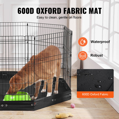 8-Panel Foldable Metal Dog Playpen with Bottom Mat – Full-Height Door, 30-Inch, Black – view 4