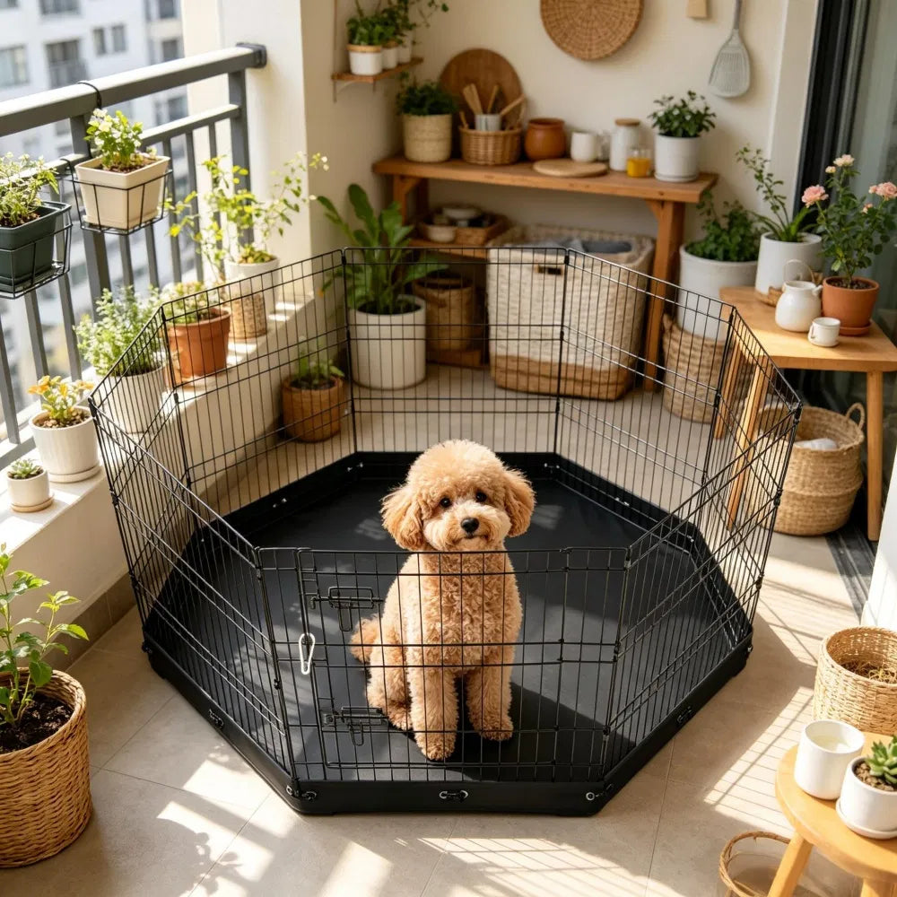 8-Panel Octagon Dog Playpen with Floor Mat – 30 in High, Chew-Resistant – view 7