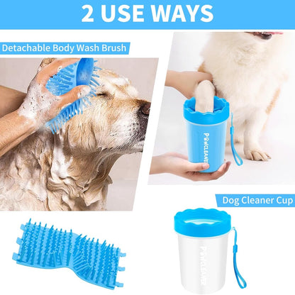 7-in-1 Dog Paw Cleaner Kit with Paw Washer Cup, Bath Brush, Toothbrushes and Towels, Blue – view 4