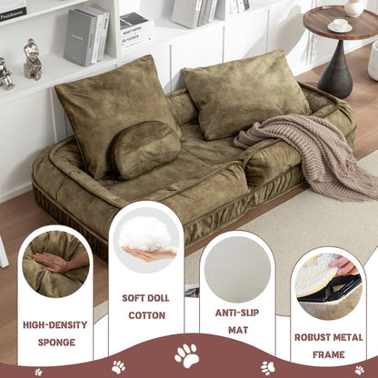 Human Dog Bed for Adults and Pets – 5-Position Adjustable Backrest, Velvet Floor Sofa, Green – view 6