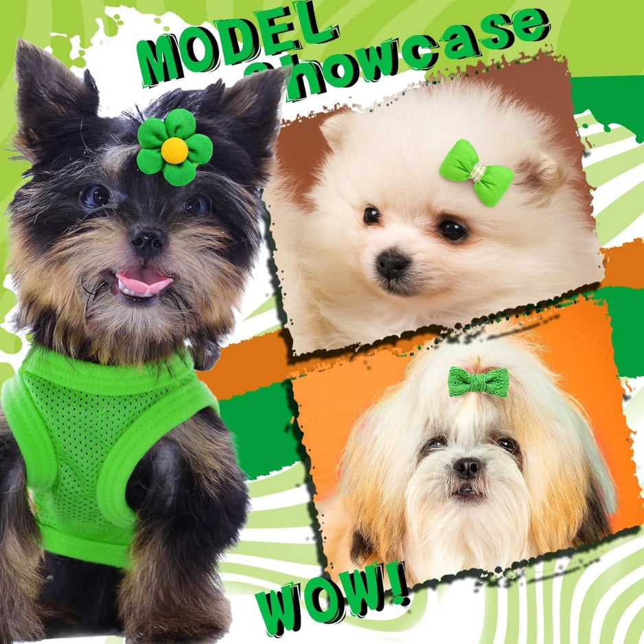 Dog Hair Bows with Rubber Bands 20-Pack – Handmade Rhinestone &amp; Pearl Puppy Bows for Small &amp; Medium Dogs – view 3