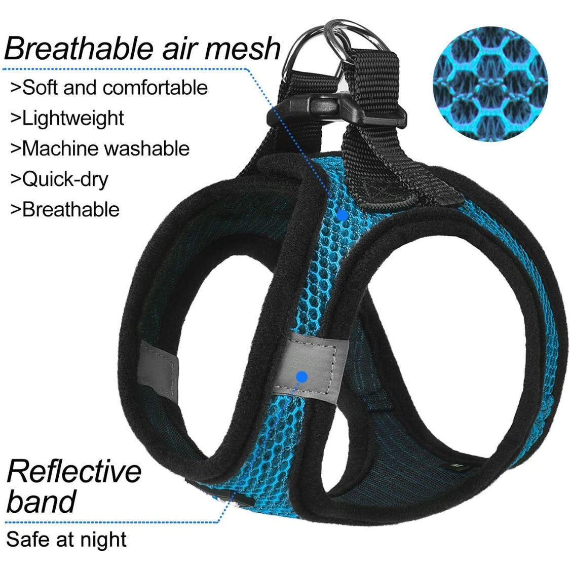 Breathable Air-Mesh Dog Vest Harness &amp; Leash Set – Step-In, for Small Dogs, Puppies &amp; Cats – view 6