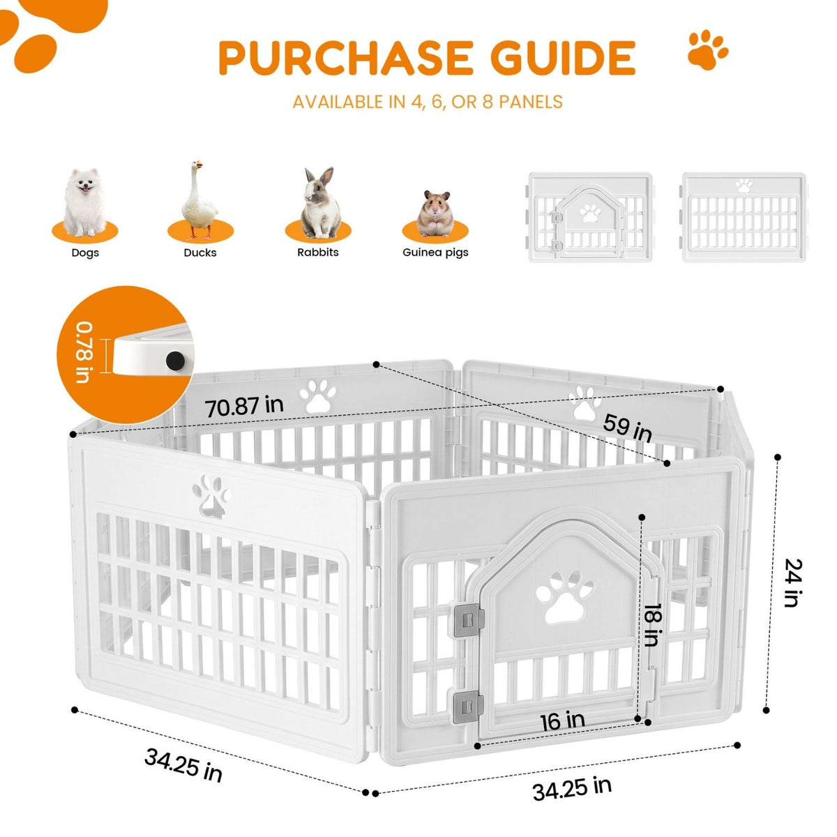 Modular Plastic Pet Playpen – 4, 6 or 8 Panels with Lockable Door &amp; Anti-Slip Mat – view 8