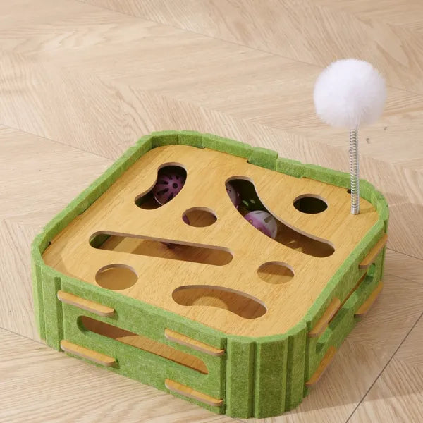 Square Felt and Sisal Cat Scratcher with Ball Track – Compact 11.8 in Play Board