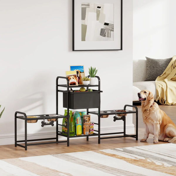 Dog Bowl Feeding Station with Built-In Pet Supply Storage – view 3
