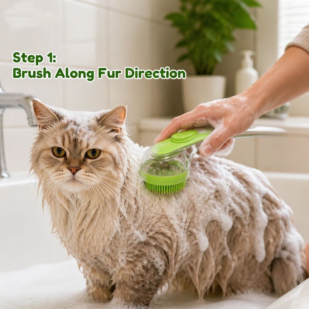 Dog &amp; Cat Shower Brush 2-Pack – Long &amp; Short Handle Silicone Brushes with Shampoo Dispenser – view 2