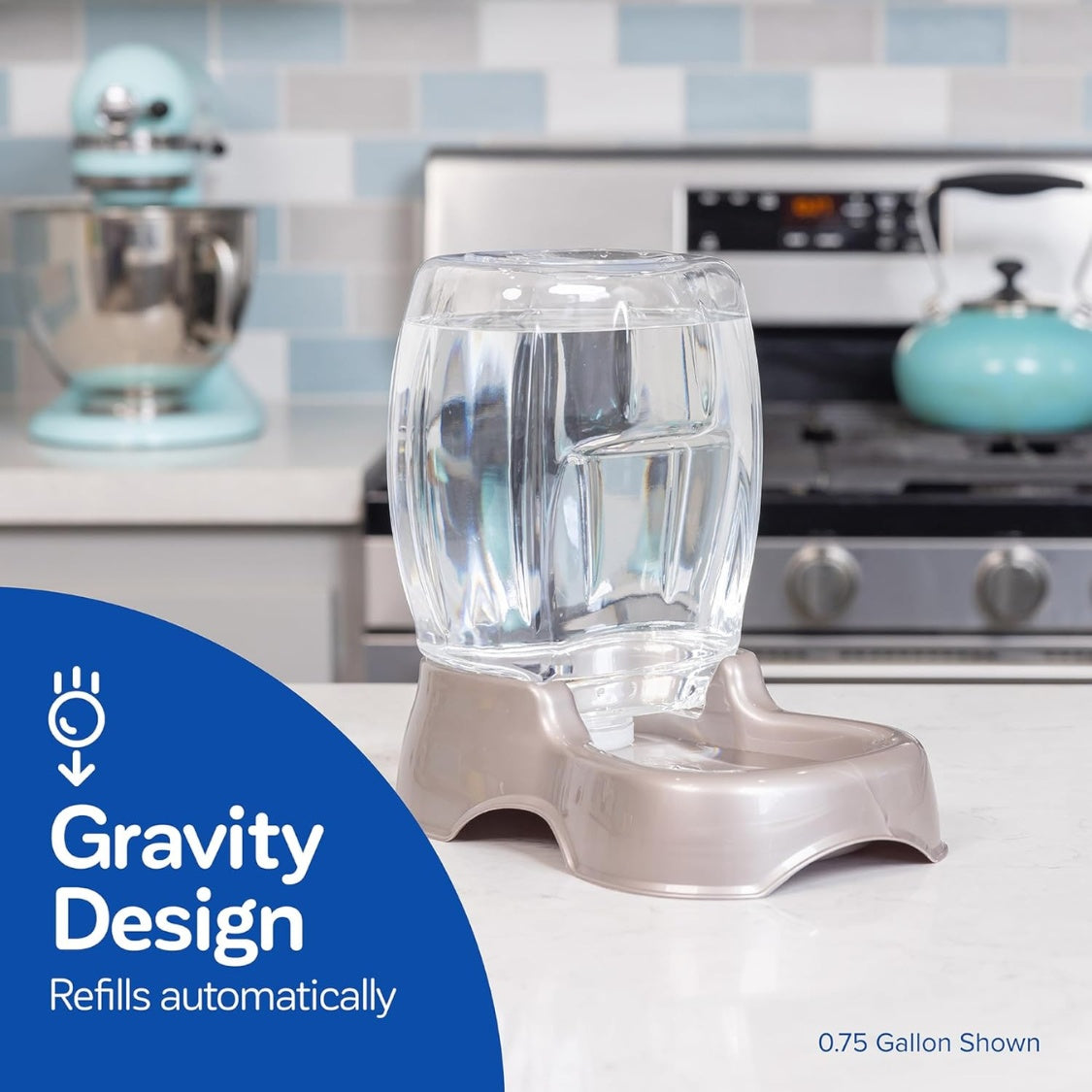Gravity Water Dispenser for Kittens &amp; Puppies – Extra Small 1/4 Gallon Bowl, White – view 6