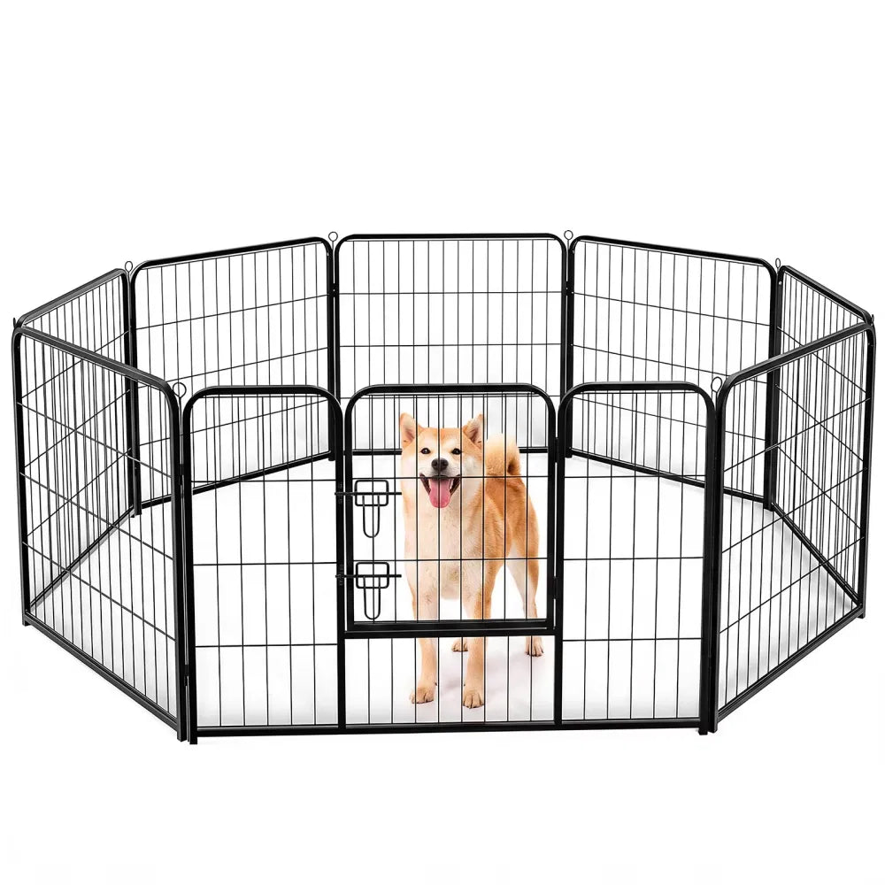 Metal Dog Exercise Pen with Door – Indoor &amp; Outdoor Playpen for Puppies, Medium &amp; Large Dogs
