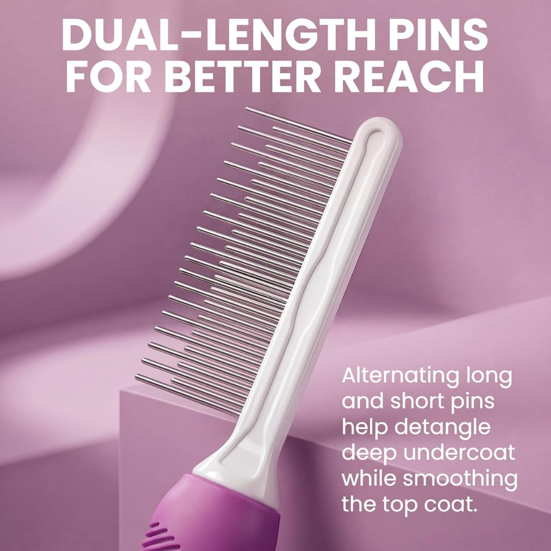 2-in-1 Pet Detangling Comb – Long &amp; Short Stainless Steel Teeth for Mats and Knots, Non-Slip Handle – view 7