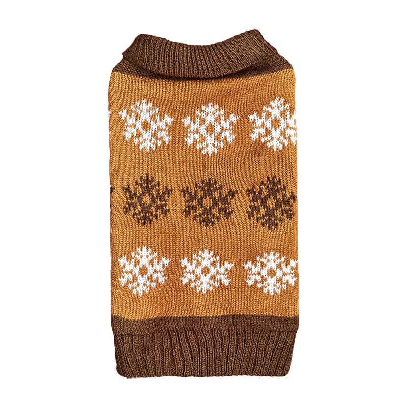 Snowflake Knit Dog Christmas Sweater in Dark Brown &amp; Gray, Sizes XXS–XL – view 4