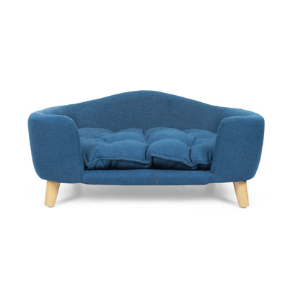 Elevated Dog Bed for Small Dogs – Fabric Couch, Rubber Wood Legs, Supportive Foam, Navy Blue – view 4