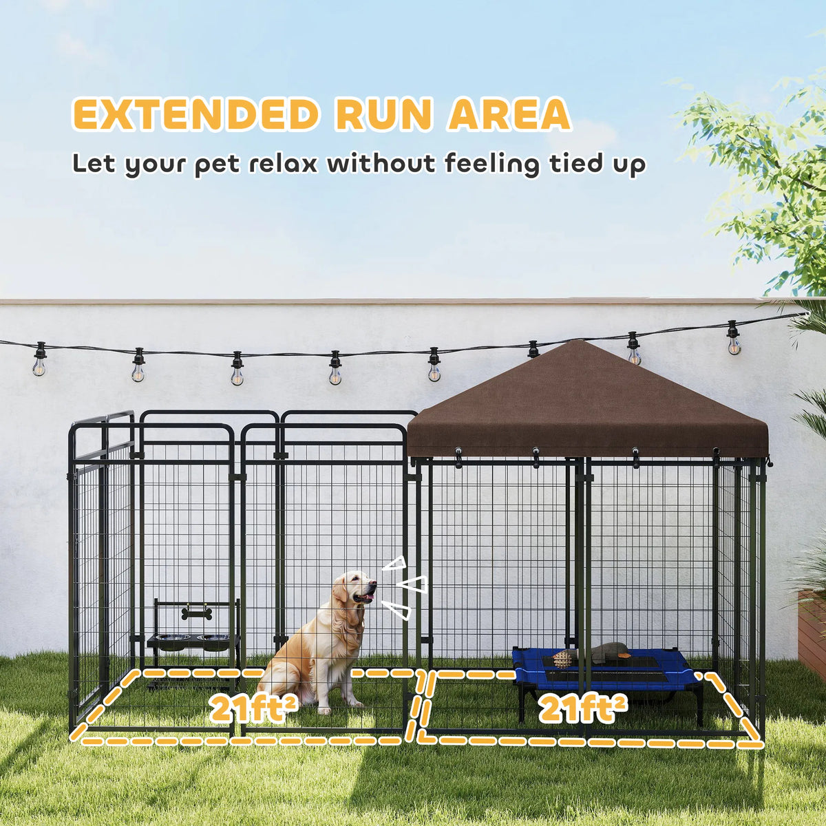 Large Outdoor Dog Kennel with Roof – 9.3 x 4.6 x 5.2 ft, Heavy-Duty Steel – view 3